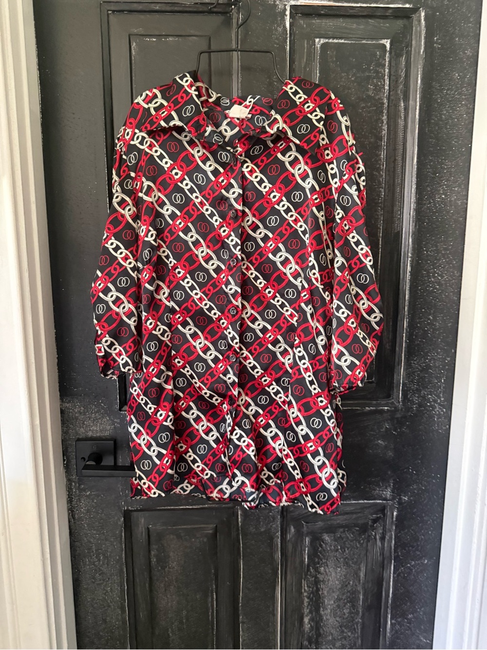 Lipstick Boutique Black, Red & White Chain-Print Girls' Dress